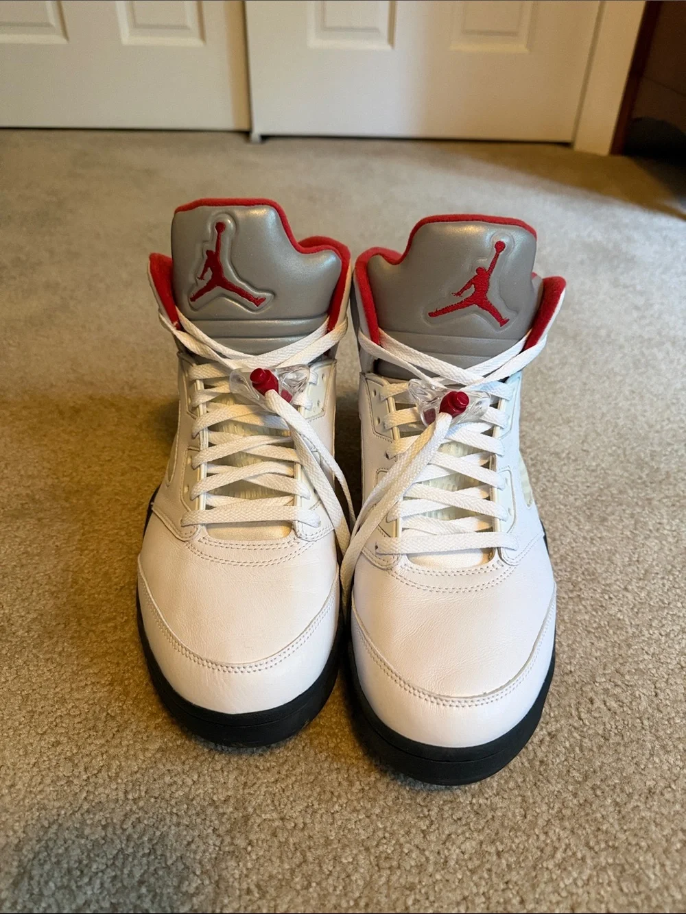 Air Jordan 5 Retro “Fire-Red” Men’s White/Red/Black Retro Basketball Sneakers